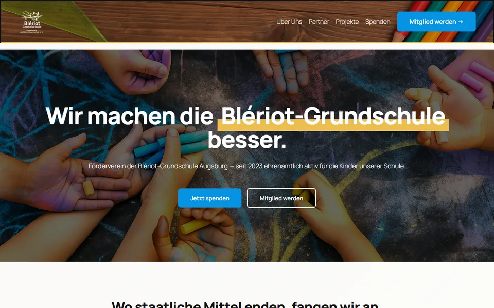 Screenshot der Webseite Blériot Förderverein