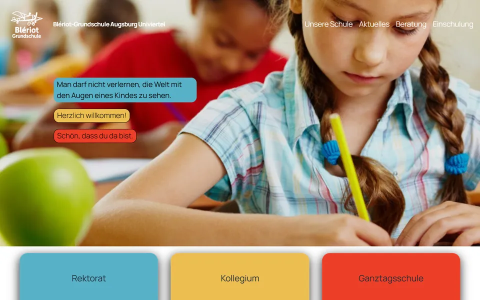 Screenshot der Webseite Blériot-Grundschule
