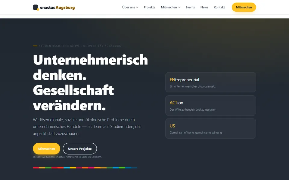 Screenshot der Webseite Enactus Augsburg