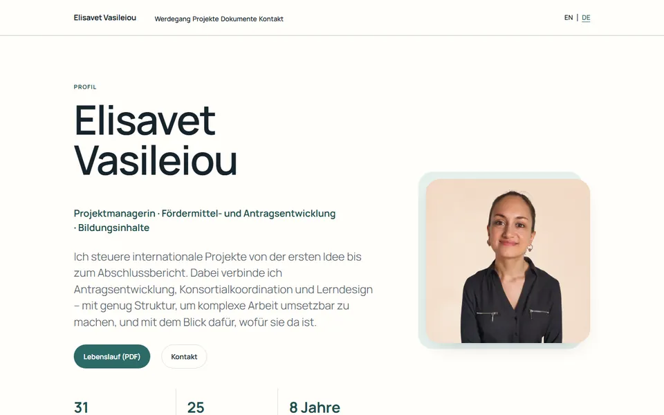 Screenshot of the Elisavet Vasileiou website