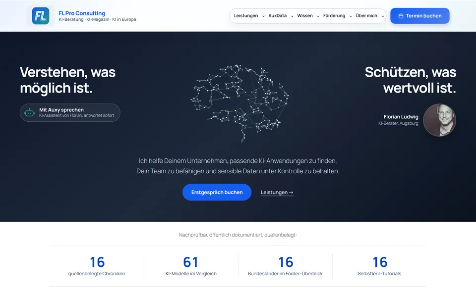 Screenshot der Webseite FL Pro Consulting
